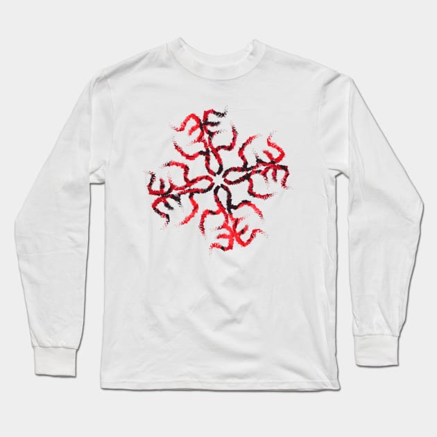 Red Ornament Long Sleeve T-Shirt by Scailaret